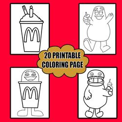 Grimace Shake Coloring Pages Kids Printable Coloring Sheet Instant Download