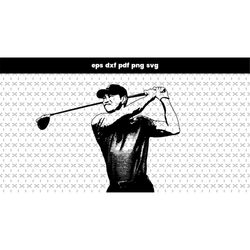 Tiger Woods SVG files for laser cut, DXF, PDF pattern vector file, for laptop stickers, for phone case, files for cricut
