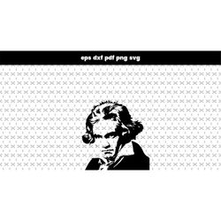 ludwig van beethoven SVG files for laser cut, DXF, PDF pattern vector file, for laptop stickers, for phone case, files f