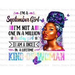 I'm A September Girl Birthday Digital Files, Black Afro Lady Png , Black Beauty Sublimation Design Instant Download, Bir