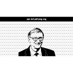 Bill Gates SVG, files for cnc, files for laser cut, DXF, PDF pattern vector file, for cricut design, poster art print ve