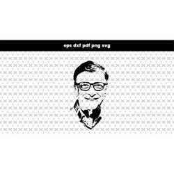 Bill Gates SVG files for laser cut, DXF, PDF pattern vector file, for laptop stickers, for phone case, files for cricut