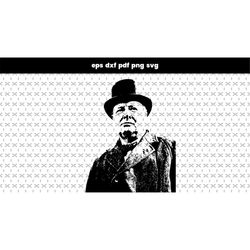 Winston Churchill SVG files for laser cut, DXF, PDF pattern vector file, for laptop stickers, for phone case, files for