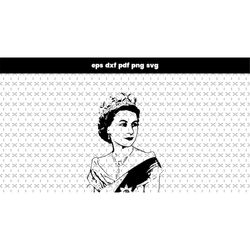 Queen Elizabeth ll SVG files for laser cut, DXF, PDF pattern vector file, for laptop stickers, for phone case