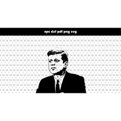 John F Kennedy SVG files for laser cut, DXF, PDF pattern vector file, for laptop stickers, for phone case, files for cri