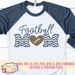 Football Mom SVG - Football SVG - Football Heart SVG - Football - Football Mom Shirt - Files for Silhouette Studio/Cricu