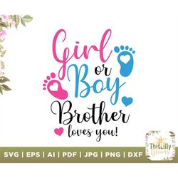 Boy or Girl Brother loves you svg, Boy svg, Girl svg, Brother svg, love you svg, Boy or Girl, We Love You svg, Gender Re