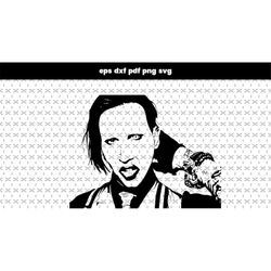 marilyn manson SVG files for laser cut, DXF, PDF pattern vector file, for laptop stickers, for phone case, files for cri