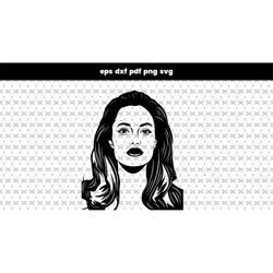 angelina jolie SVG files for laser cut, DXF, PDF pattern vector file, for laptop stickers, for phone case, files for cri