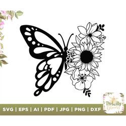 Butterfly SVG, flower svg, Machine Cut, svg design, digital file, shirts svg, shirts png, digital download, Clipart, cri