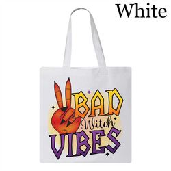 Bad Witch Vibes Tote Bag, Witches Halloween Tote Bag, Halloween Party Tote Bag, Halloween Pumpkin Tote Bag, Halloween Gi