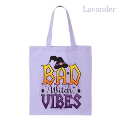 Bad Witch Vibes Tote Bag, Witch Girl Tote Bag, Halloween Party Tote Bag, Witch Tote Bag, Halloween Women Tote Bag, Hallo