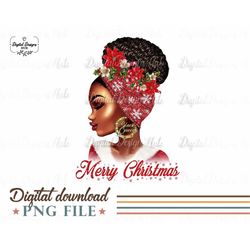 Black Girl Magic Merry Christmas Png, Black Cute Girl Christmas PNG, Digital Downloads, Black Melanin, Afro Christmas PN