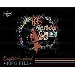 Birthday Queen Christmas PNG, Black Woman Sublimation Design, Afro Hair, Afro Girl, African American Png, Melanin Queen