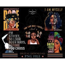 Black Woman Png Bundle Designs, Melanin Woman PNG File For Sublimation, Afro Girl Boss Lady PNG Files Instant Download,