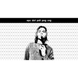 Kurt Cobain SVG, files for cnc, files for laser cut, DXF, PDF pattern vector file, for cricut design, poster art print v