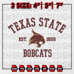 NCAA Texas State Bobcats Embroidery files, NCAA Embroidery Designs, Texas State Bobcats Machine Embroidery Pattern