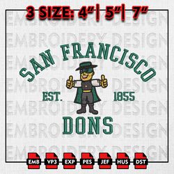 NCAA San Francisco Dons Embroidery files, NCAA Embroidery Designs, San Francisco Dons Machine Embroidery Pattern