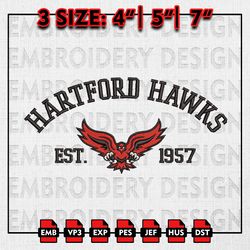NCAA Hartford Hawks Embroidery files, NCAA Embroidery Designs, Hartford Hawks Machine Embroidery Pattern