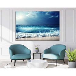 ocean beach canvas prints sea landscape nautical photo coastal canvas print sea wave canvas extra large wall art  ready