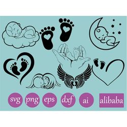 Baby Feet Heart Svg, Newborn Foot Cricut, Silhouette, Clipart, Vector Cut File, New Baby Svg, Png, Dxf, Eps Files