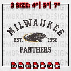 NCAA Milwaukee Panthers Embroidery files, NCAA Embroidery Designs, Milwaukee Panthers Machine Embroidery Pattern
