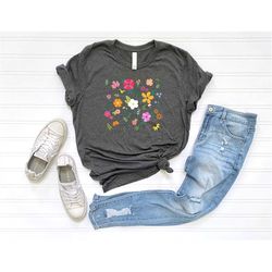 Summer Floral Shirt With Botanic Lover Tee Handmade flower shirt For Flower Lover Tee Summer Garden Party Floral Shirt N