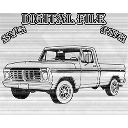1973 Ford Ranger F100 Truck Classic American PNG SVG, cut file, drawing ,Illustration, f150 Vector, ford ranger f100 197