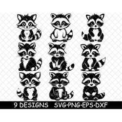 Cute Baby Raccoon Pup Adorable Cub Face Wildlife Mammal Tree-Dwell SVG,DXF,Eps,PNG,Cricut,Silhouette,Cut,Laser,Stencil,S