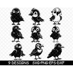 Cute Baby Raven Crow Corvid Carrion Hatch Adorable Chick Face Bird SVG,DXF,Eps,PNG,Cricut,Silhouette,Cut,Laser,Stencil,S