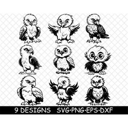 Cute Baby Eagle Hatch Prey National Bird Bald Noble Adorable Chick SVG,DXF,Eps,PNG,Cricut,Silhouette,Cut,Laser,Stencil,S