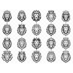 Lion King with Crown Majestic Jungle Alpha Royalty Big Cat Ruler SVG,DXF,Eps,PNG,Cricut,Silhouette,Cut,Laser,Stencil,Sti