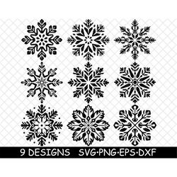 Snowflake Ice Crystal Frozen Water Hexagon Winter Christmas Frosty PNG,SVG,DXF,Eps,Cricut,Silhouette,Cut,Laser,Stencil,S