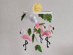 Flamingo baby crib mobile girl, pink nursery decor, expecting mom gift, pregnant sister gift, unique new baby gift