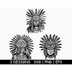 Ancient Aztec Male Warrior, Army feathered headdress,PNG,SVG,EPS-Cricut-Silhouette-Cut-Engrave-Stencil-Sticker,Decal,Vec