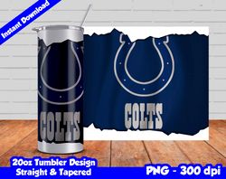 Colts Tumbler Wrap Design PNG, 20oz Skinny Tumbler Sublimation Template, Colts Tumbler Straight and Tapered Design,