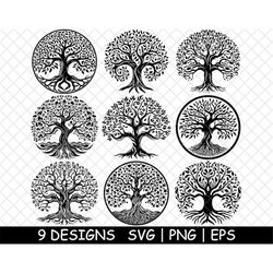 Tree of Life Divine Wisdom Spiritual Sacred Nature PNG,SVG,EPS,Cricut,Silhouette,Cut,Engrave,Stencil,Sticker,Decal,Vecto