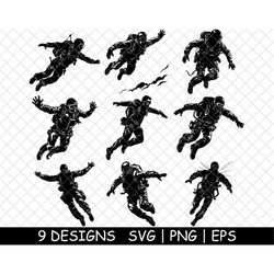 Skydiver Freefall Jump Parachute Aerial Extreme Sport PNG,SVG,EPS,Cricut,Silhouette,Cut,Engrave,Stencil,Sticker,Decal,Ve