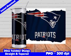Patriots Tumbler Design PNG, 20oz Skinny Tumbler Sublimation Template, Patriots Tumbler Straight and Tapered Design,