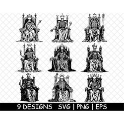 King Noble Ruler Royalty Crowned Skeleton, Skull Bones, PNG,SVG,EPS-Cricut-Silhouette-Cut-Engrave-Stencil-Sticker,Decal,