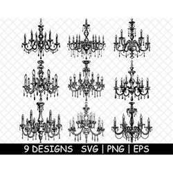 Candle Chandelier Vintage rustic Luxury Crystal Modern-PNG,SVG,EPS-Cricut-Silhouette-Cut-Engrave-Stencil-Sticker,Decal,V