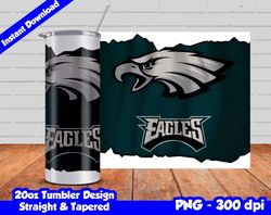 Eagles Tumbler Design PNG, 20oz Skinny Tumbler Sublimation Template, Eagles Tumbler Straight and Tapered Design,