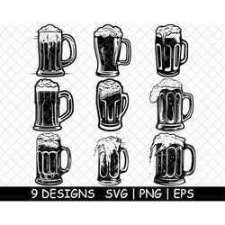 Beer Mug Pint Glass Ale Lager Pub Brew Cold Foam Cheers PNG,SVG,EPS-Cricut-Silhouette-Cut-Engrave-Stencil-Sticker,Decal,