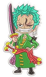 Anime Embroidery Pattern One Piece Zoro Chibi Grins