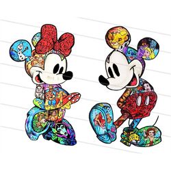 Mickey & Minnie Splash of color, Cartoon Characters PNG, Waterslide Sublimation, Mickey, Printable Decal, Image Download