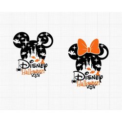 Halloween, Mickey Minnie Head, Castle, Bat, Spider, Svg and Png Formats, Cut, Cricut, Silhouette, Instant Download