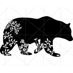 Floral Bear SVG, Mama Bear svg, Mom Life Svg, Bear sublimation , Flower Animal png, Flower Bear png, Cricut & Silhouette