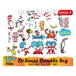 18 Dr Seuss Bundle Svg, Dr Seuss Svg, Dr Seuss Hat Svg
