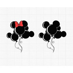 Balloons, Mickey Minnie Mouse Bow, Balloon, Svg and Png Formats, Cut, Cricut, Silhouette, Instant Download