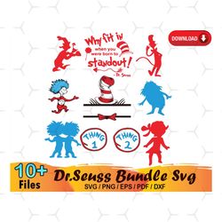 10 Dr Seuss Bundle Svg, Cat In The Hat Svg, Thing 1 Svg
